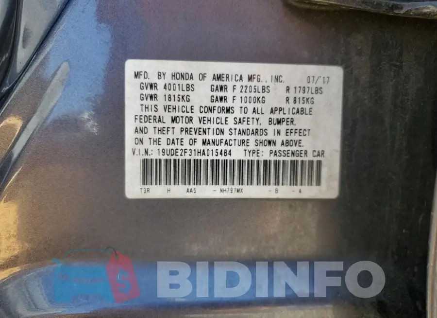 19UDE2F31HA015484 Photo# 12