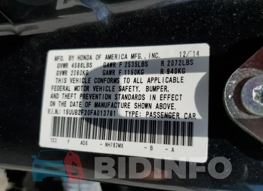 19UUB2F30FA013781 Photo# 12