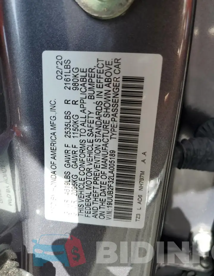 19UUB2F32LA005189 Photo# 13