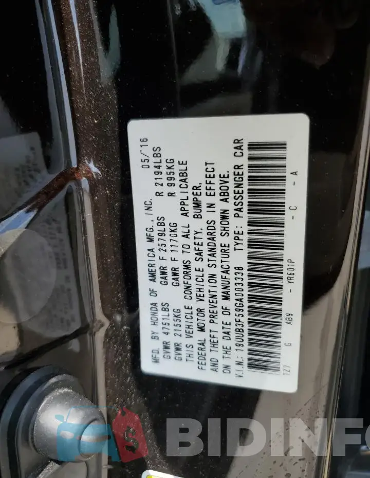 19UUB3F59GA003338 Photo# 12