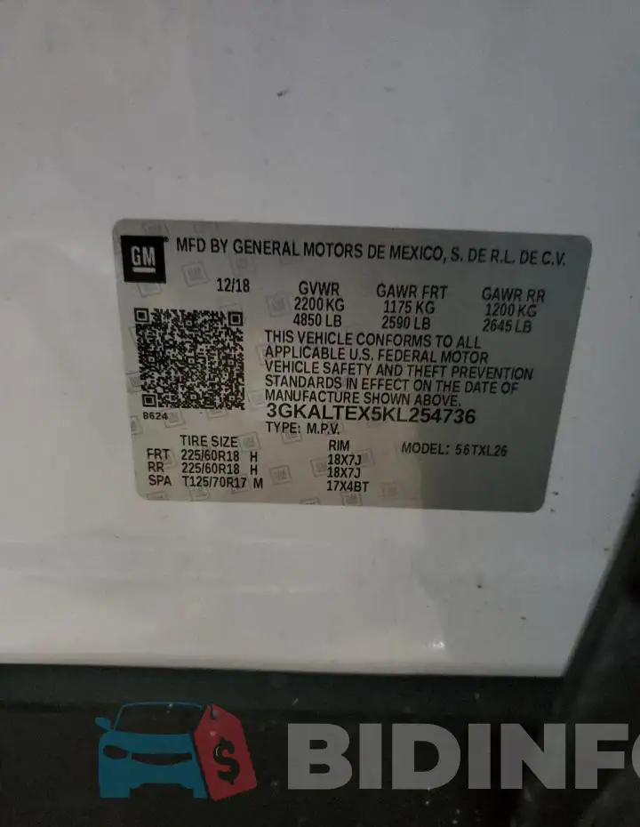 3GKALTEX5KL254736 Photo# 13