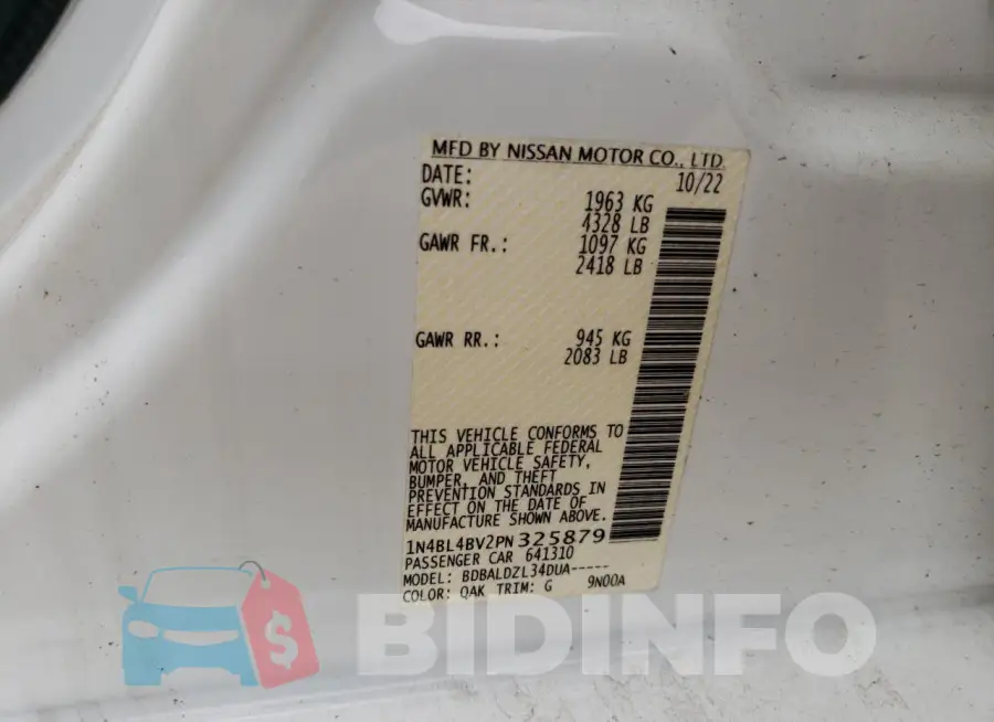 1N4BL4BV2PN325879 Photo# 13