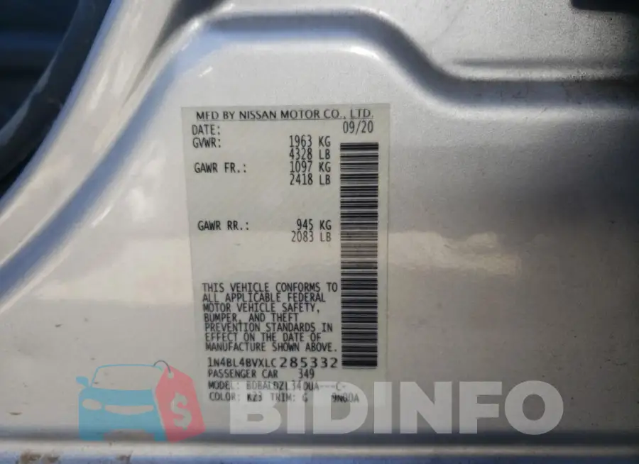 1N4BL4BVXLC285332 Photo# 12