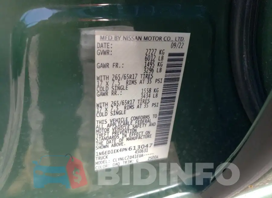 1N6ED1EK4PN613047 Photo# 12
