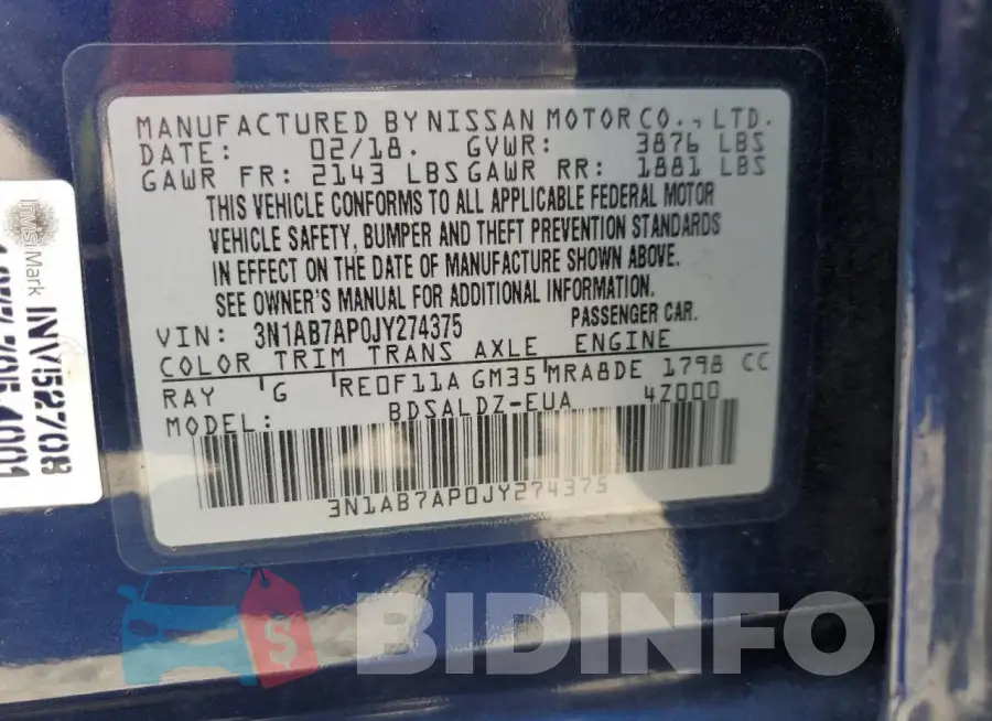 3N1AB7AP0JY274375 Photo# 12