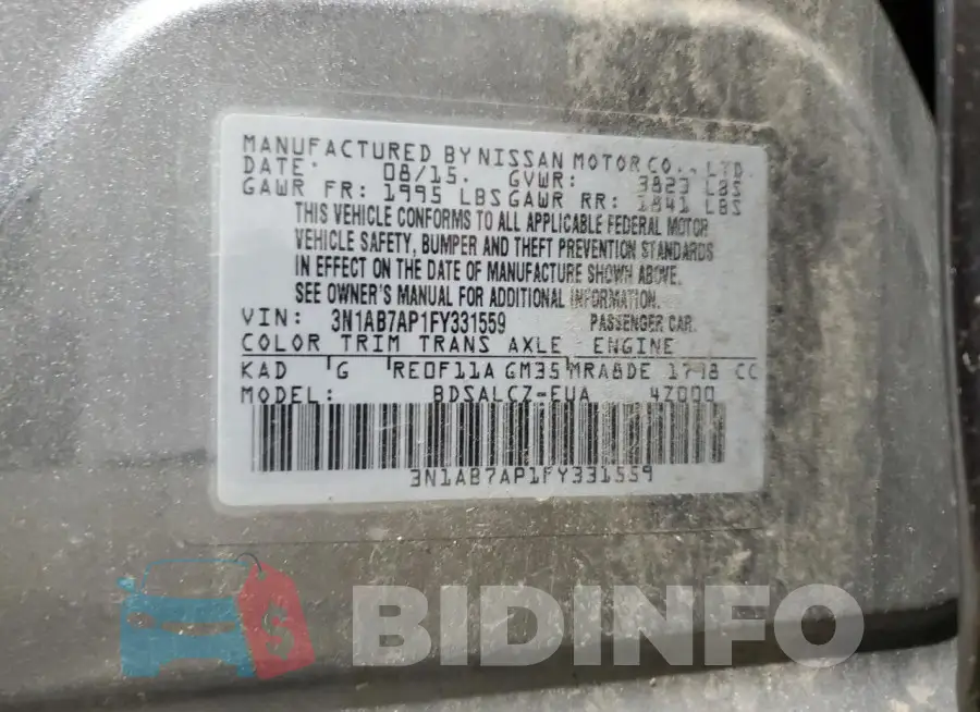 3N1AB7AP1FY331559 Photo# 12