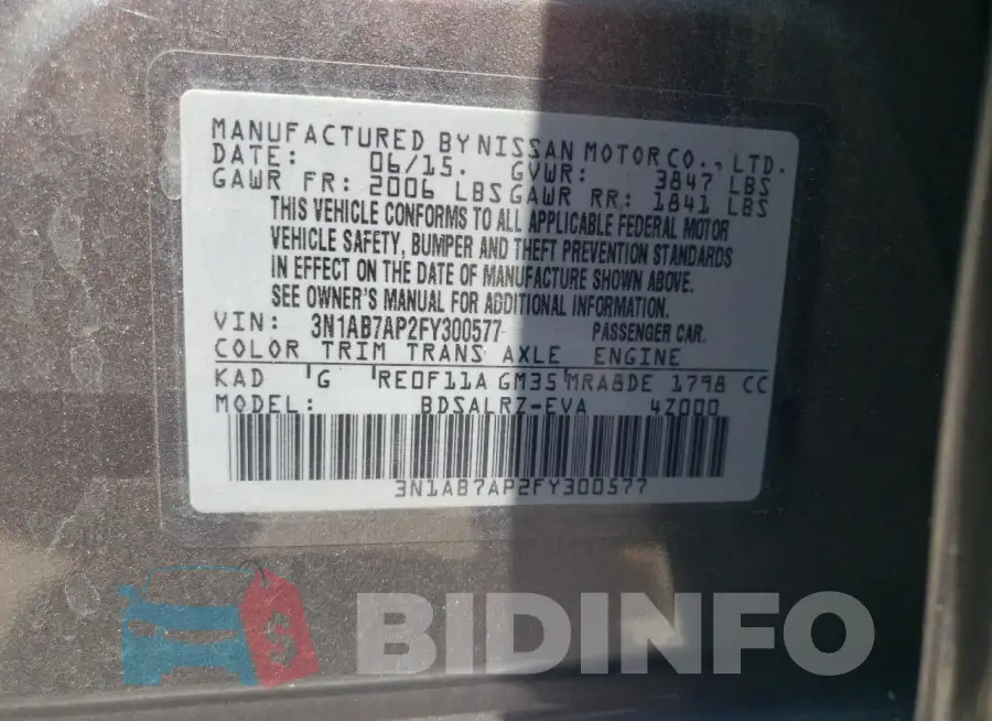 3N1AB7AP2FY300577 Photo# 12