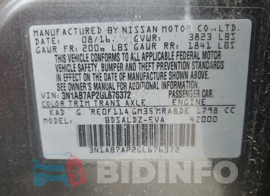 3N1AB7AP2GL676372 Photo# 13