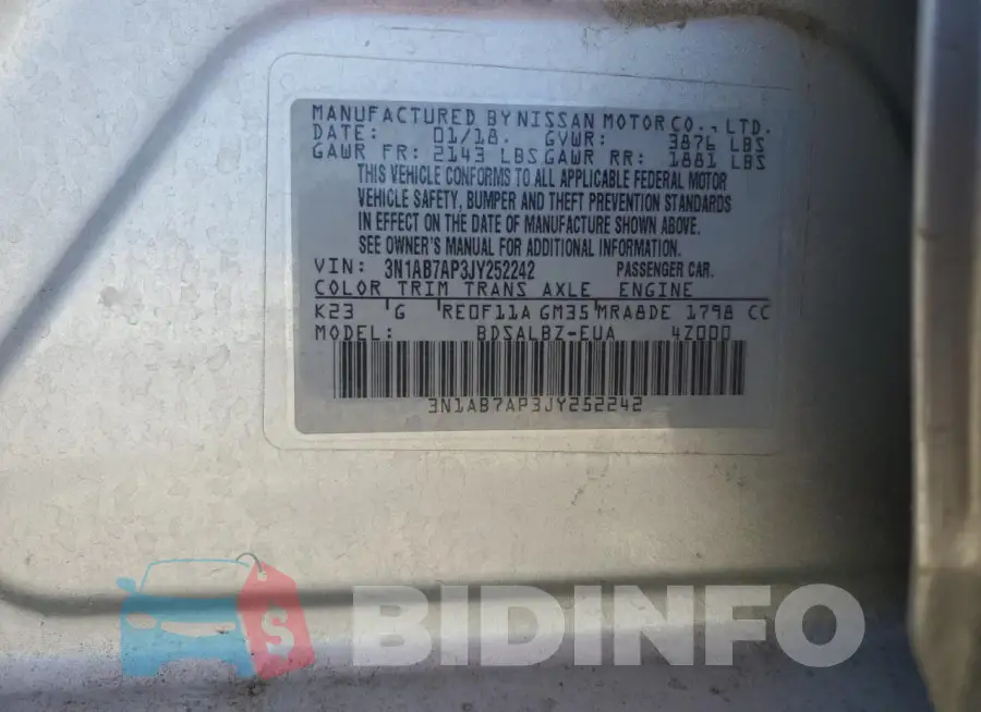 3N1AB7AP3JY252242 Photo# 12