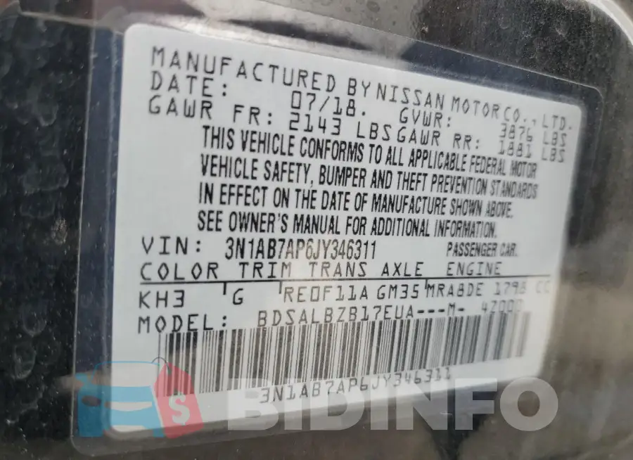 3N1AB7AP6JY346311 Photo# 13