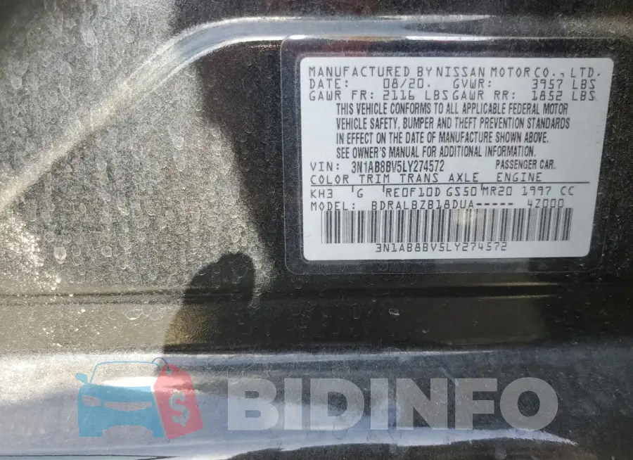 3N1AB8BV5LY274572 Photo# 12