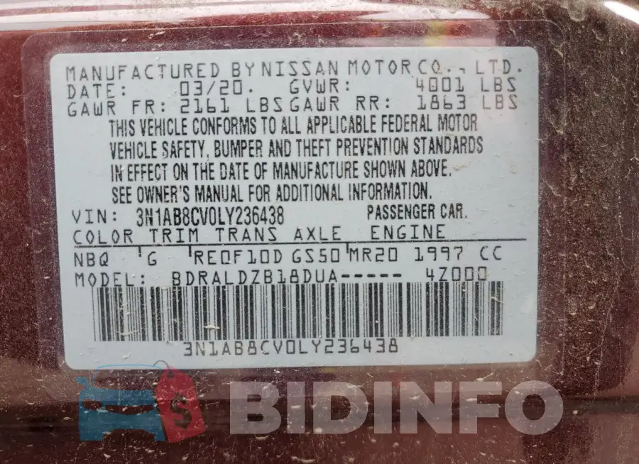 3N1AB8CV0LY236438 Photo# 13