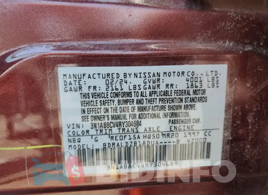 3N1AB8CV4RY304684 Photo# 12