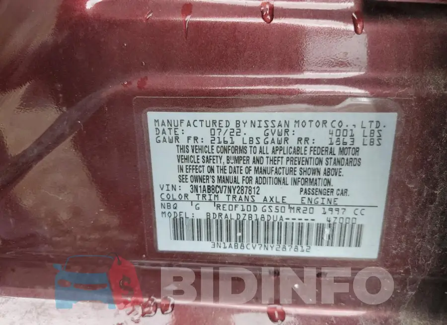 3N1AB8CV7NY287812 Photo# 12