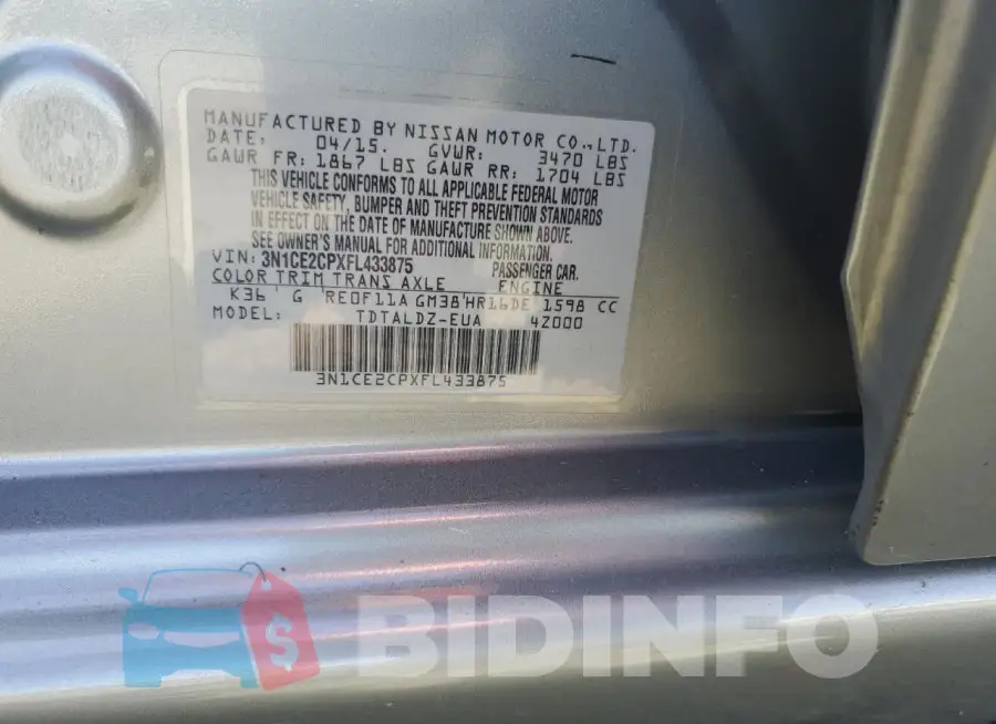 3N1CE2CPXFL433875 Photo# 12