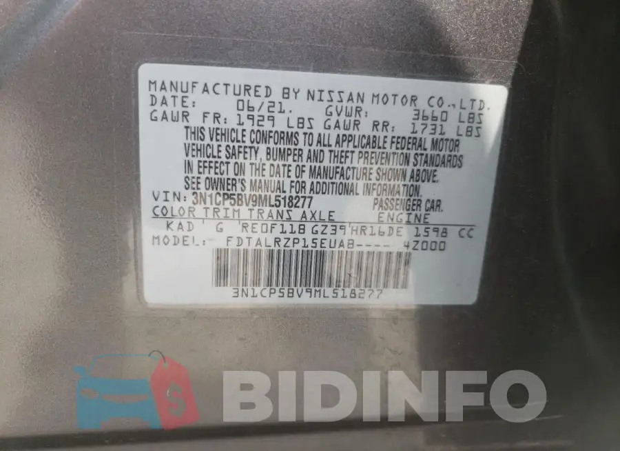 3N1CP5BV9ML518277 Photo# 12