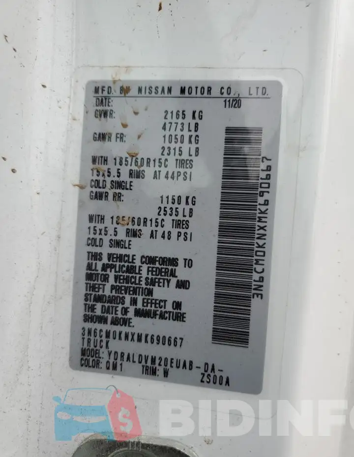 3N6CM0KNXMK690667 Photo# 13