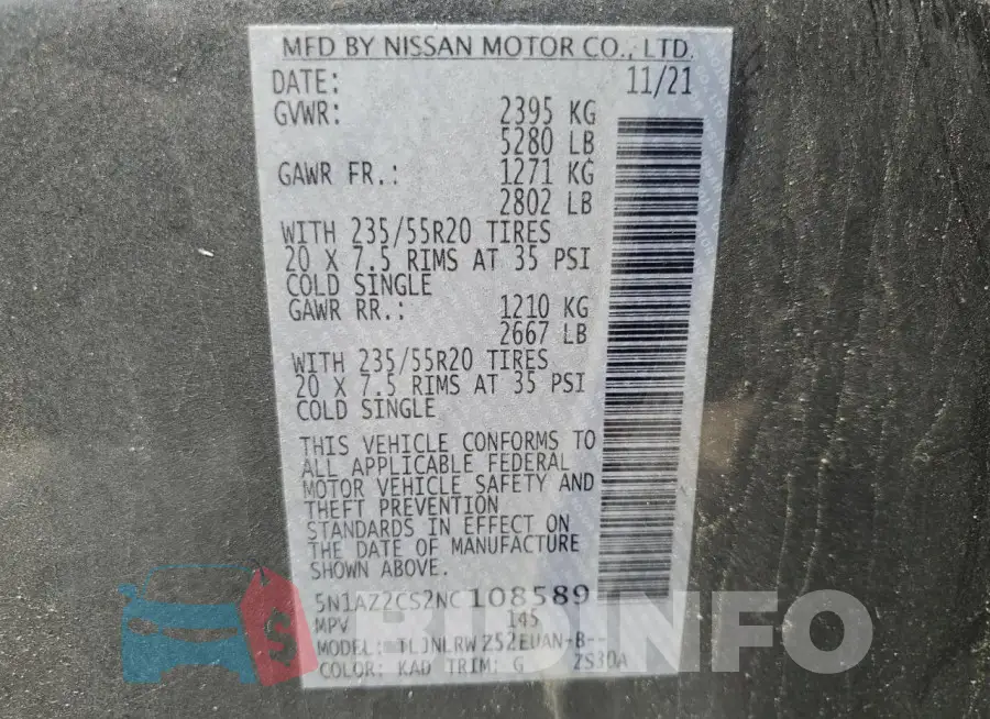5N1AZ2CS2NC108589 Photo# 13