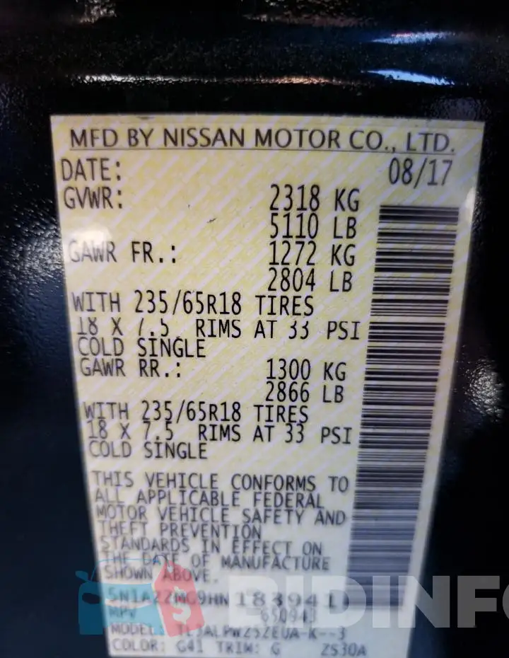 5N1AZ2MG9HN183941 Photo# 12