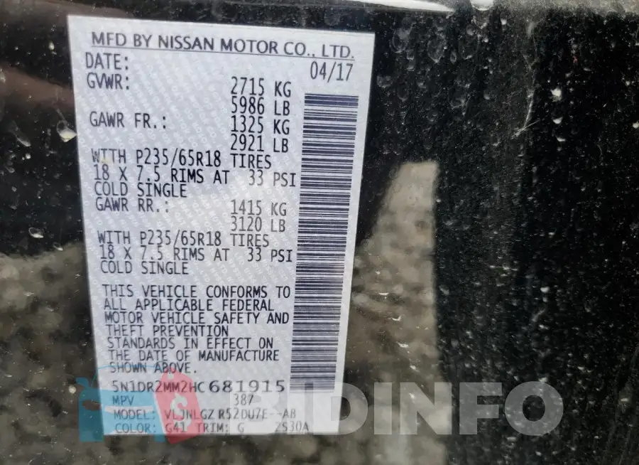 5N1DR2MM2HC681915 Photo# 13