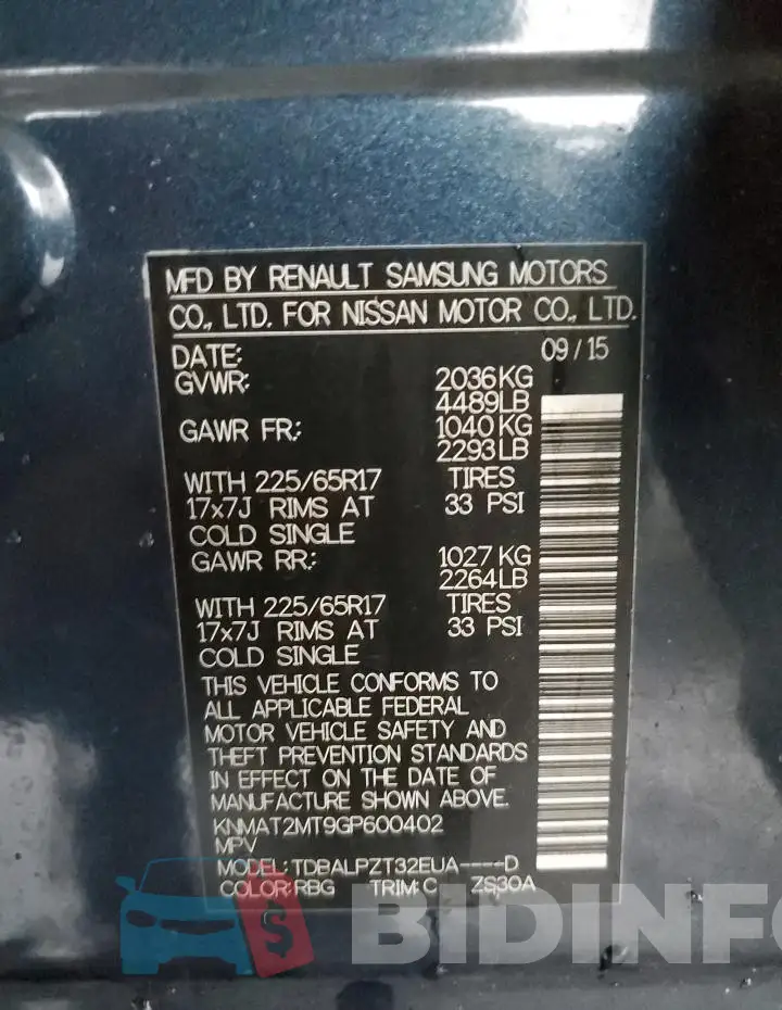 KNMAT2MT9GP600402 Photo# 14
