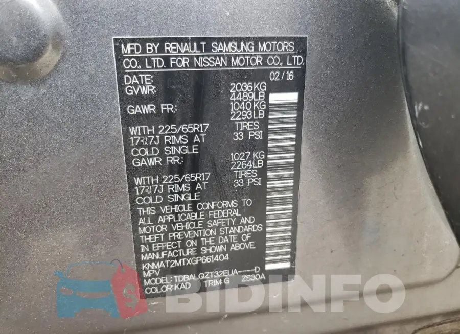 KNMAT2MTXGP661404 Photo# 14