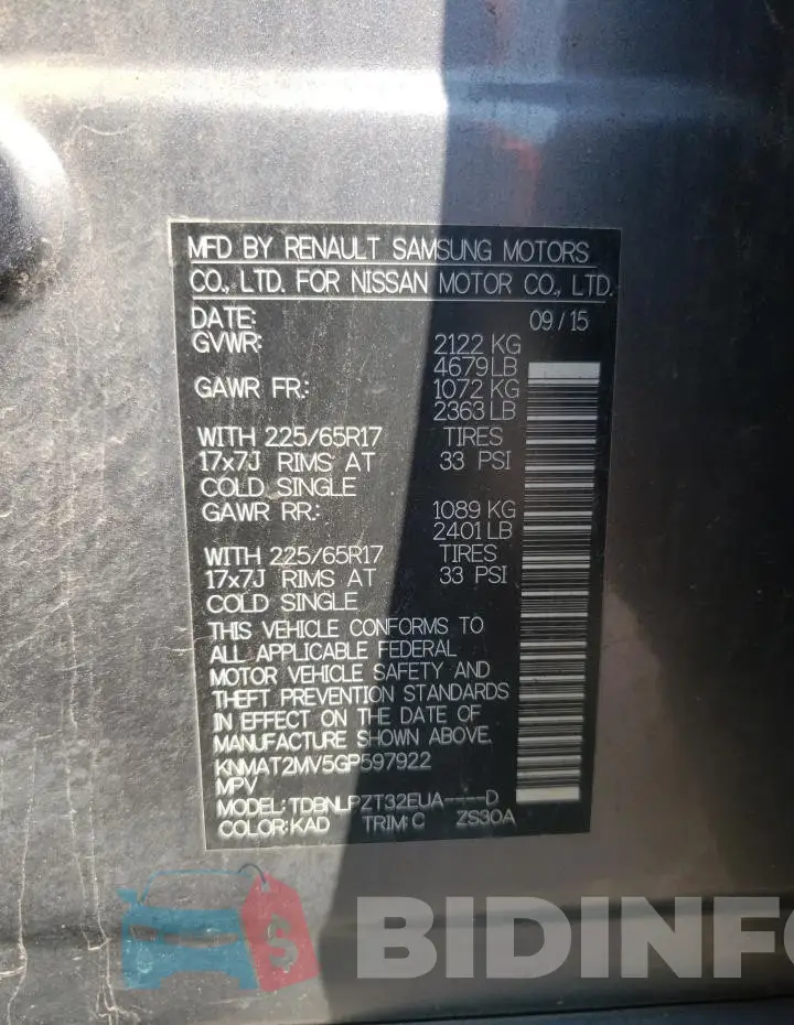 KNMAT2MV5GP597922 Photo# 13