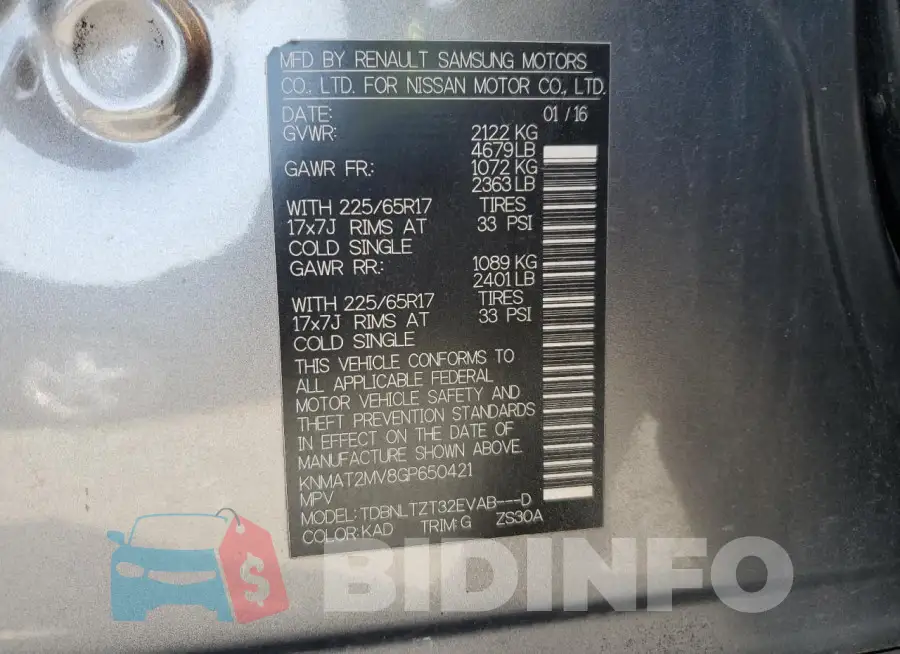 KNMAT2MV8GP650421 Photo# 13
