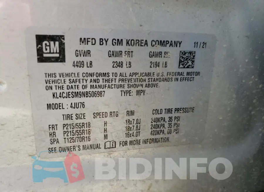 KL4CJESM9NB506987 Photo# 13