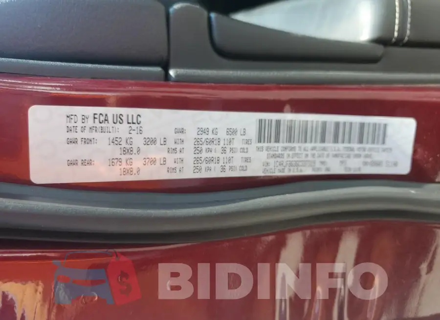 1C4RJFBG3GC337319 Photo# 14