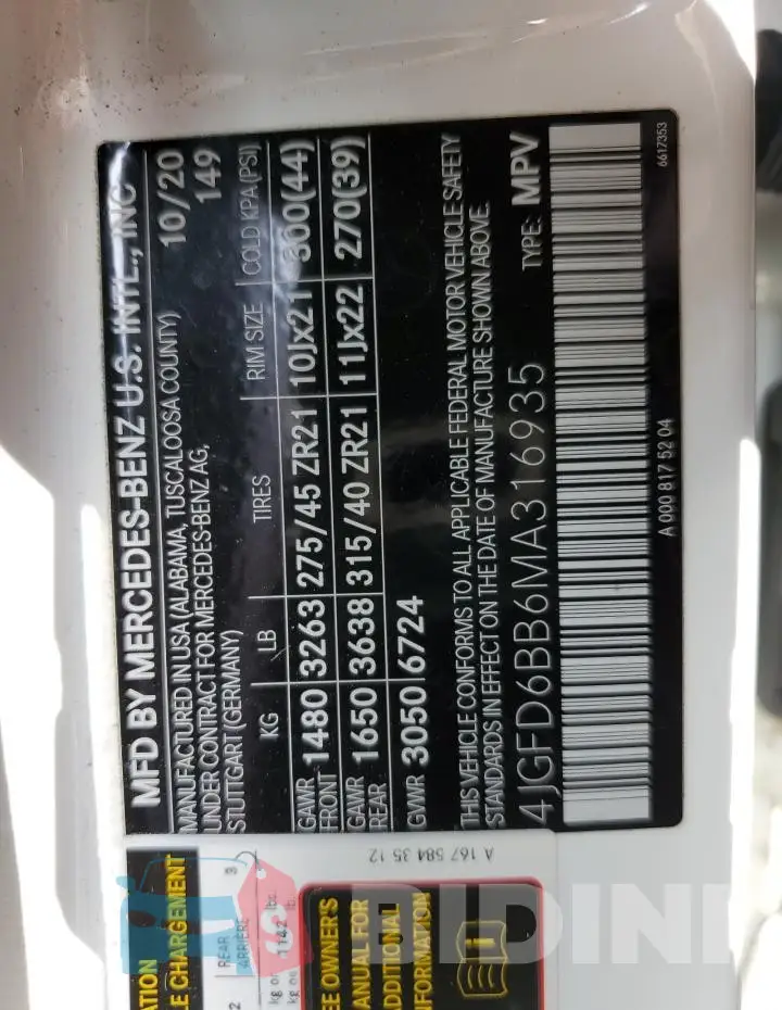 4JGFD6BB6MA316935 Photo# 14