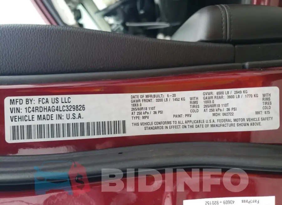1C4RDHAG4LC329826 Photo# 12