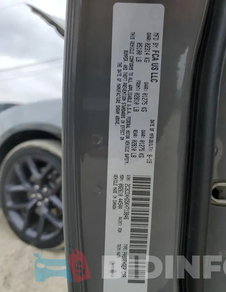 2C3CDXHG5KH713846 Photo# 12