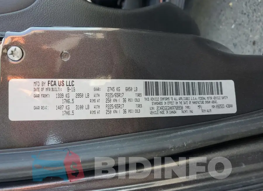 2C4RDGEGXKR768930 Photo# 14