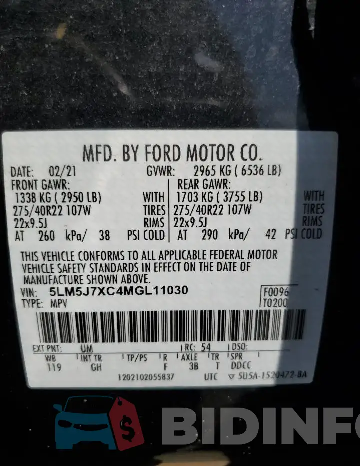5LM5J7XC4MGL11030 Photo# 13