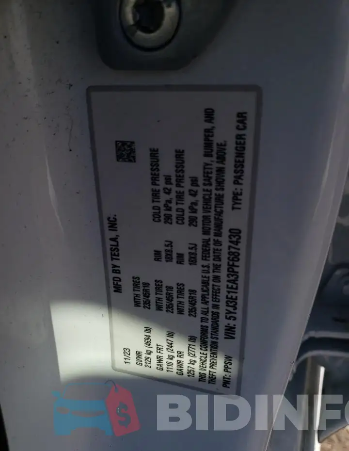 5YJ3E1EA3PF687430 Photo# 12