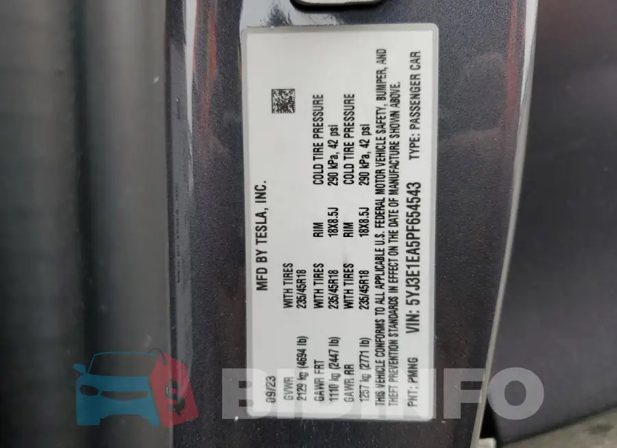 5YJ3E1EA5PF654543 Photo# 13