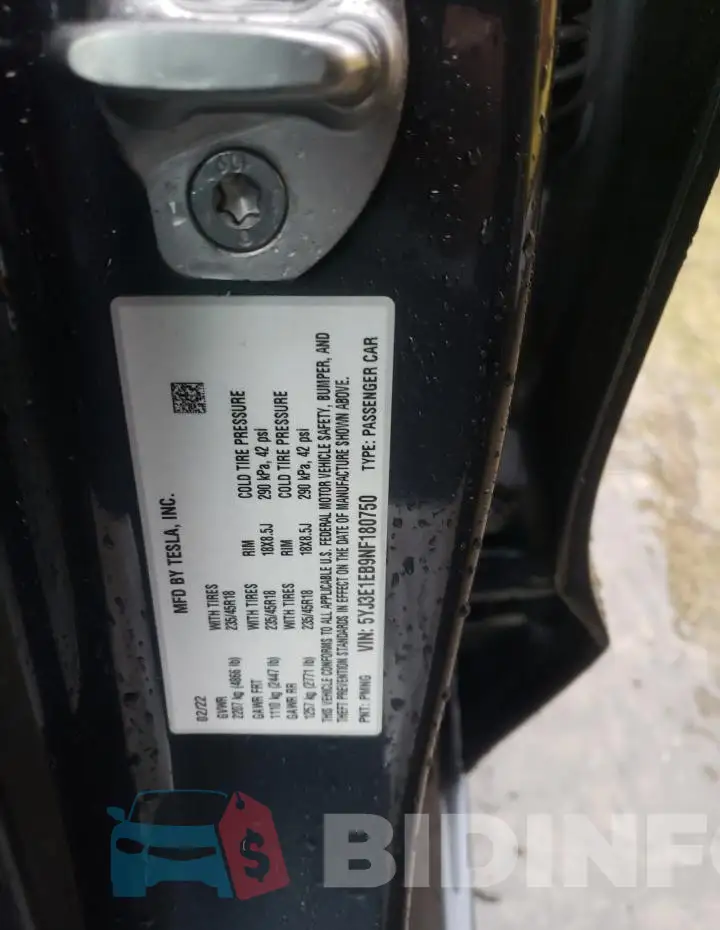 5YJ3E1EB9NF180750 Photo# 12