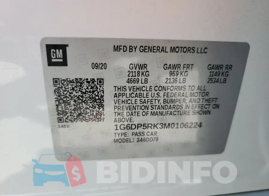 1G6DP5RK3M0106224 Photo# 12
