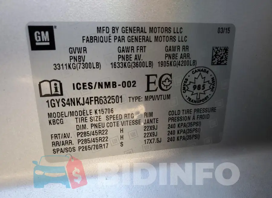 1GYS4NKJ4FR632501 Photo# 13