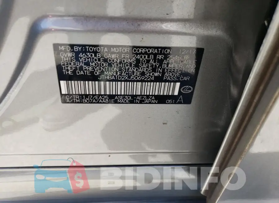 JTHBA1D2XJ5069224 Photo# 12