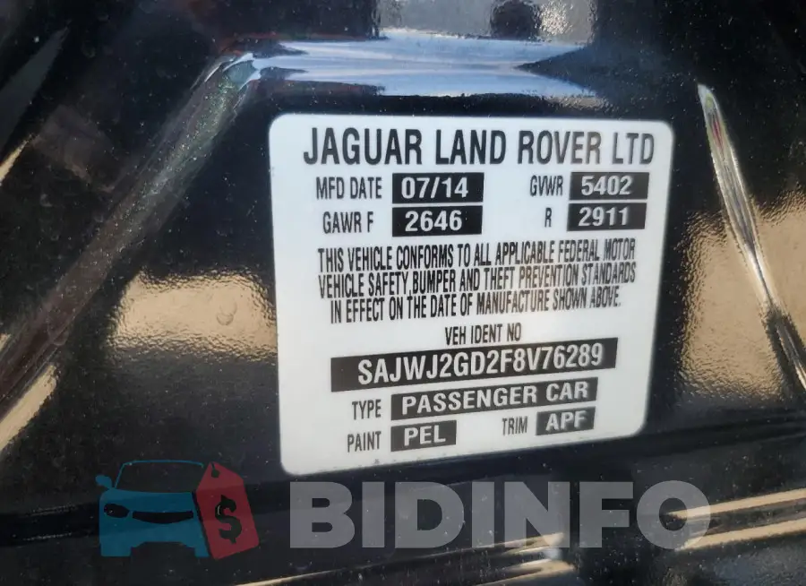 SAJWJ2GD2F8V76289 Photo# 13