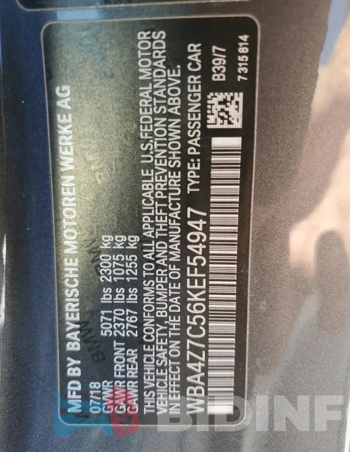 WBA4Z7C56KEF54947 Photo# 12