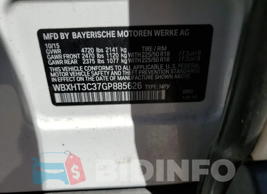 WBXHT3C37GP885626 Photo# 14
