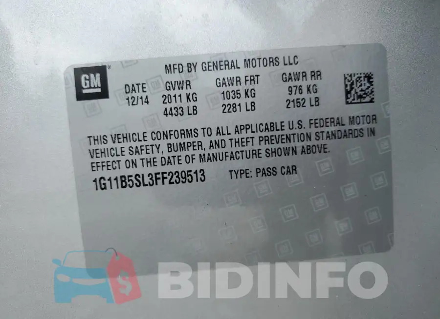 1G11B5SL3FF239513 Photo# 12