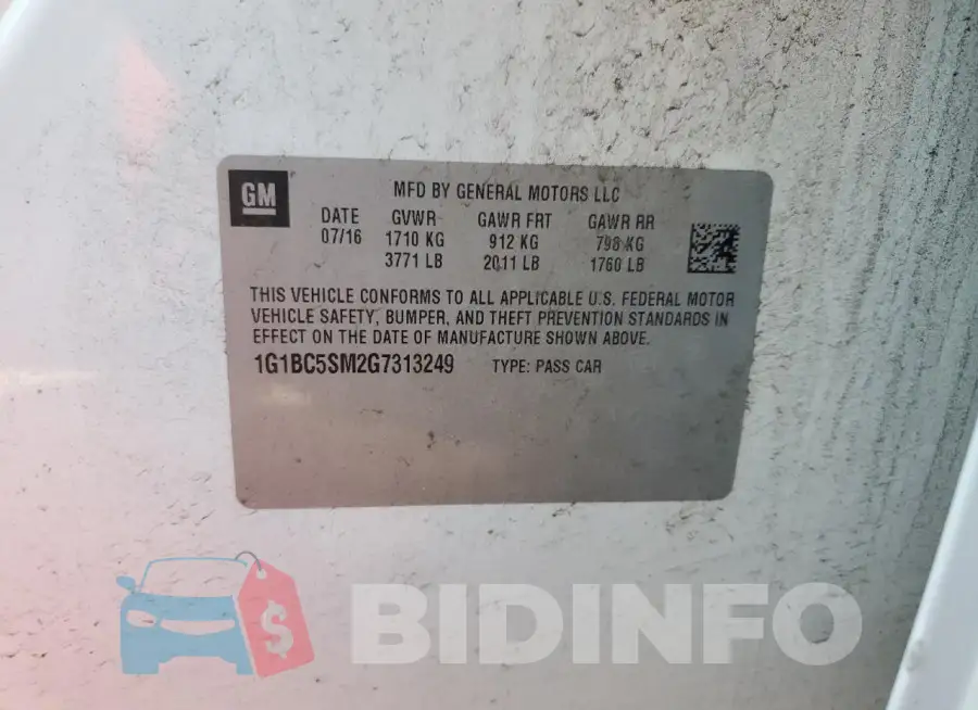 1G1BC5SM2G7313249 Photo# 12