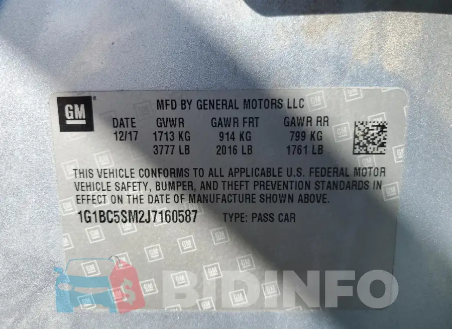 1G1BC5SM2J7160587 Photo# 12