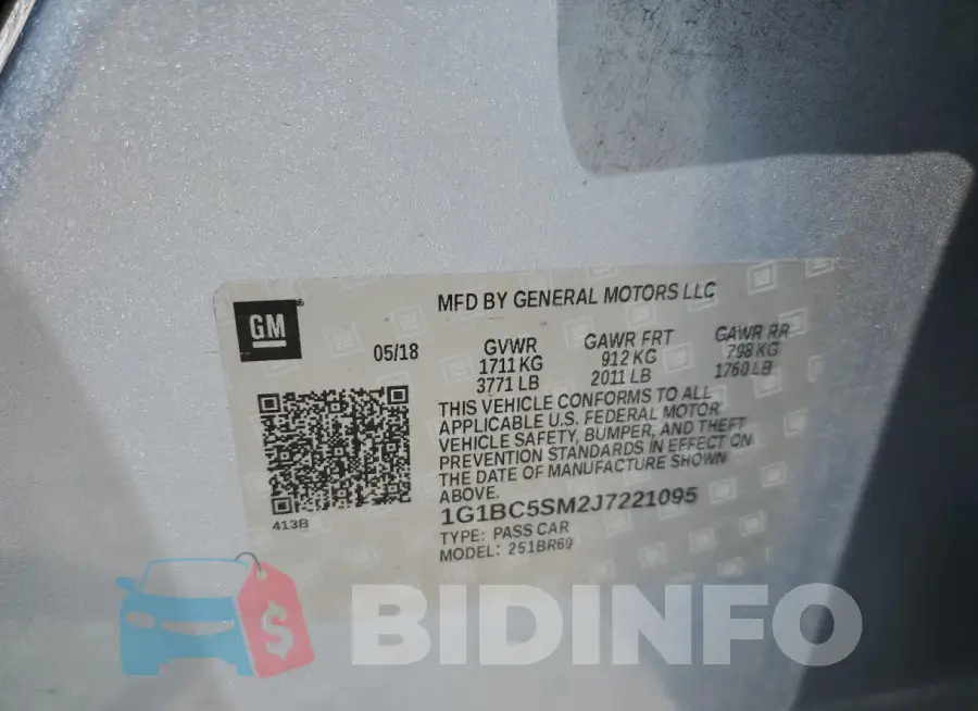1G1BC5SM2J7221095 Photo# 13