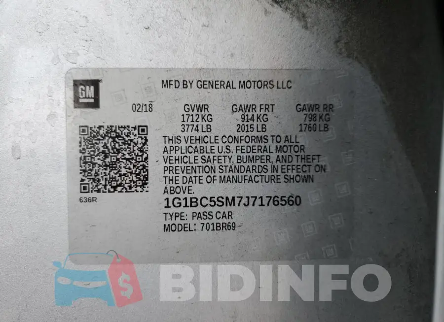 1G1BC5SM7J7176560 Photo# 12