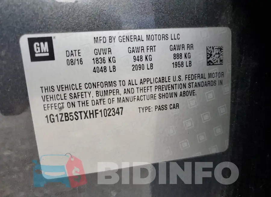 1G1ZB5STXHF102347 Photo# 12